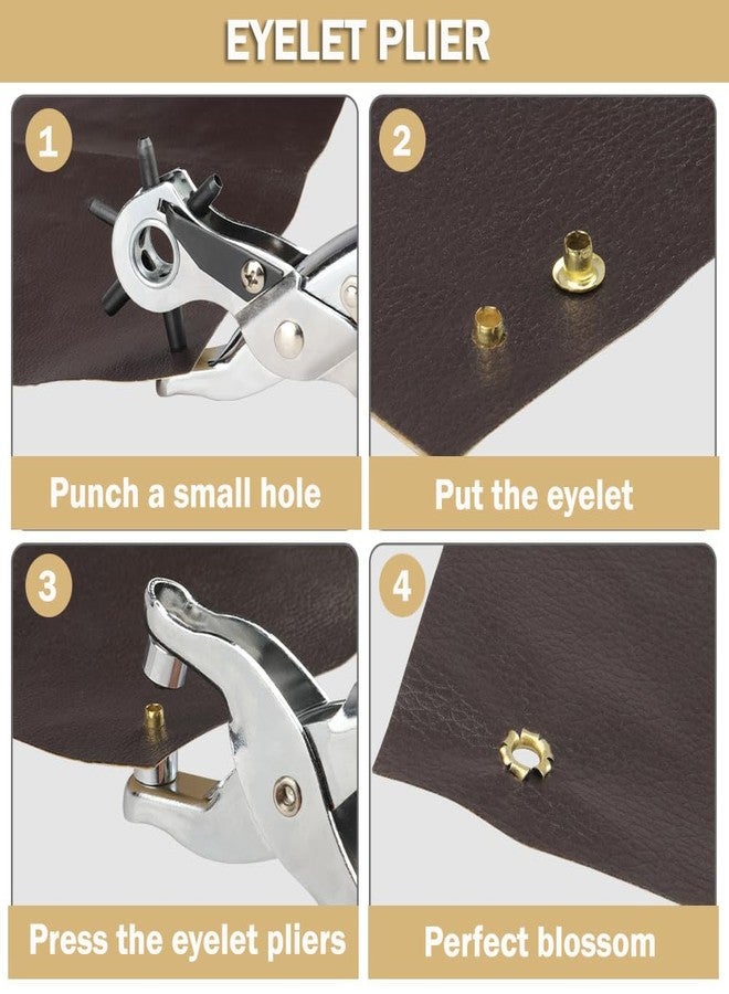 Inditrust مجموعة أدوات ثقب الجلد 3 في 1 من إنديترست - كماشة حلقات معدنية، أداة تثبيت أزرار كبس، وأداة تثبيت حلقات معدنية للأحزمة والأقمشة والأحذية والملابس والجلد - مجموعة أدوات يدوية شديدة التحمل - Image 2